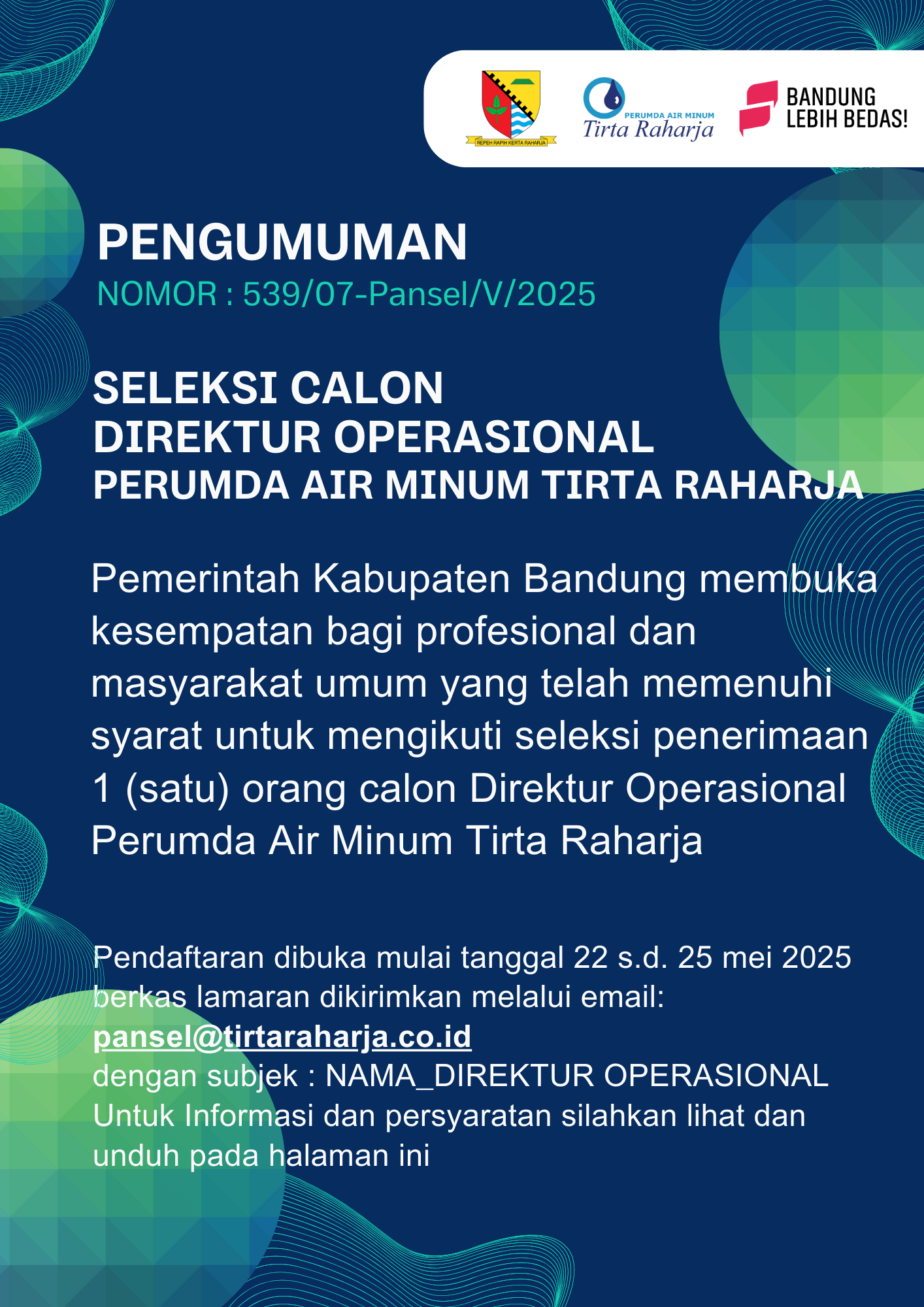 Seleksi Calon Direktur Operasional Perumda Air Minum Tirta Raharja